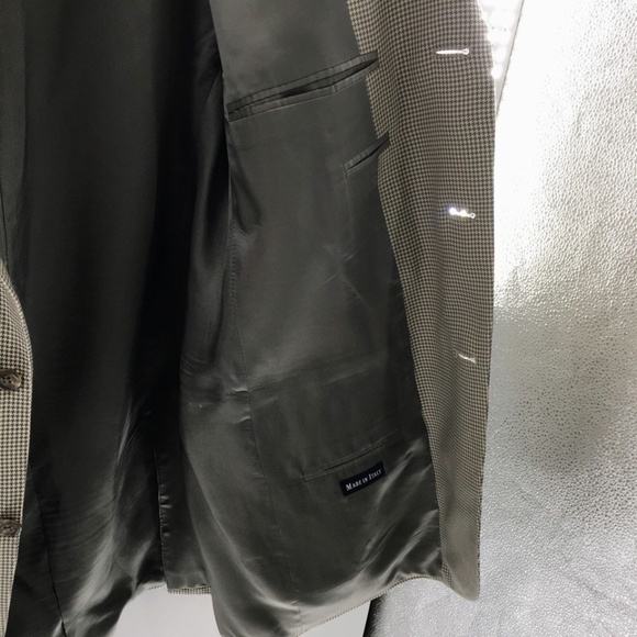 Polo Ralph Lauren Mens Blazer Tan Silk 3 Button Check Made in Italy Sz 44 Long - Picture 11 of 16